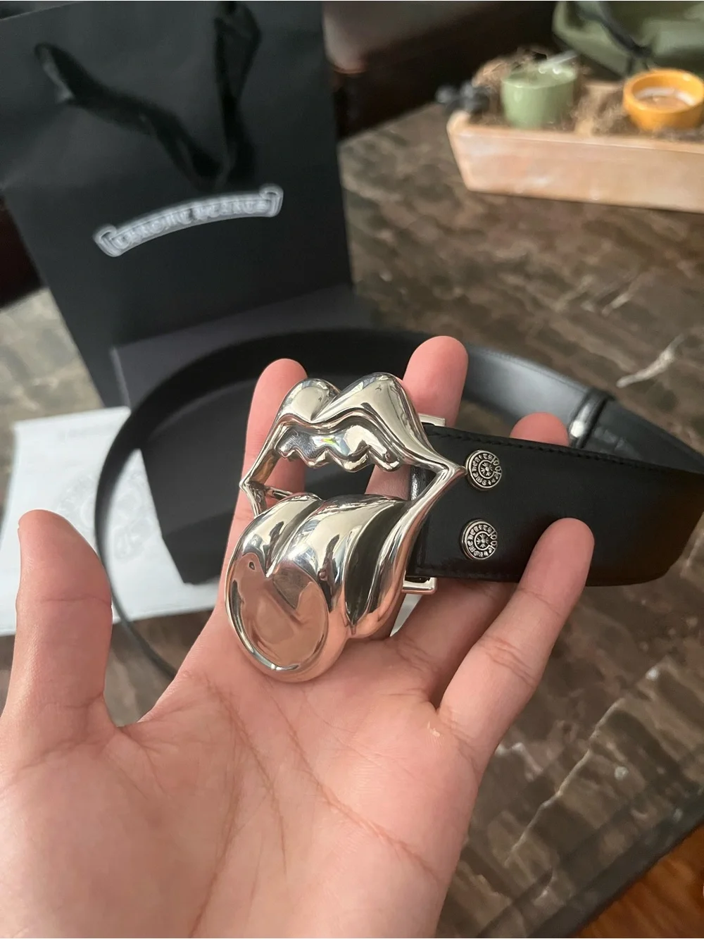 Chrome hearts silver rolling stones Tounge vintage belt